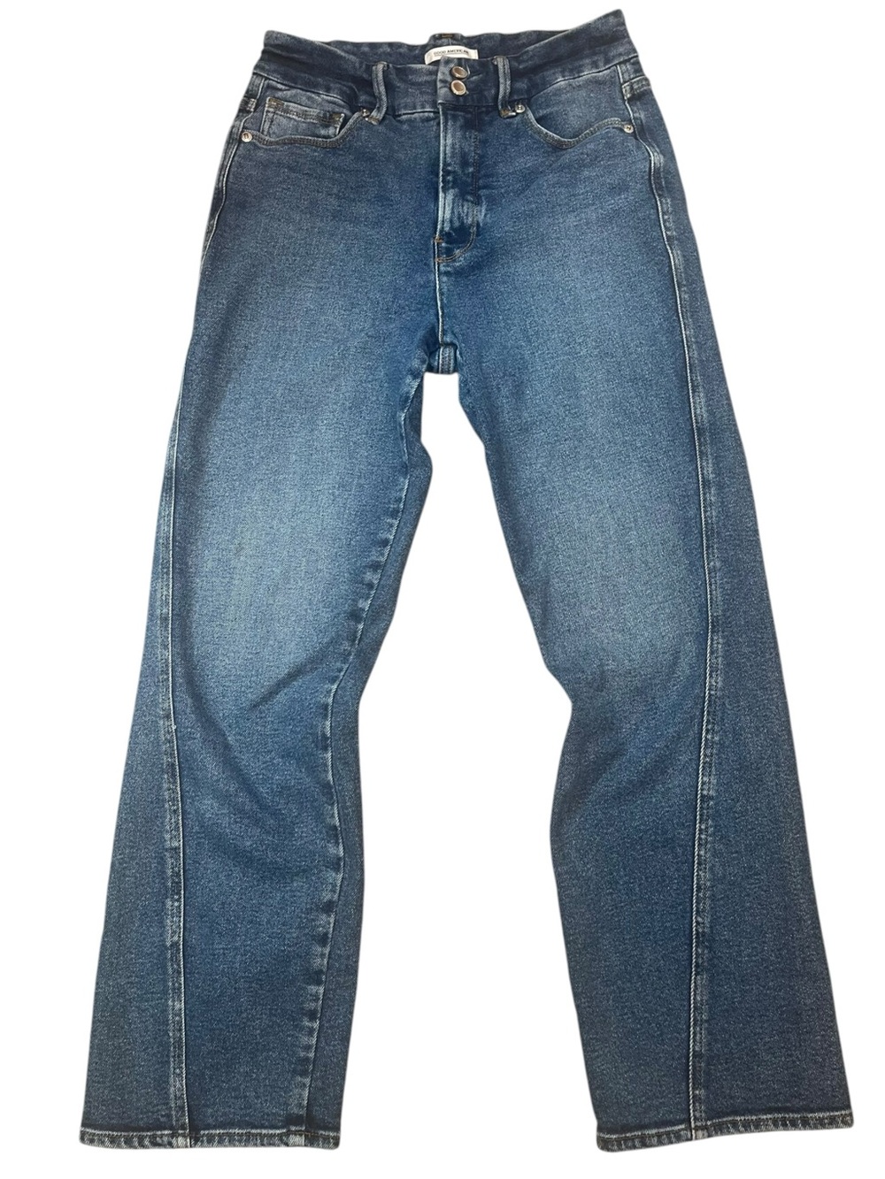 Good American Twist Seam Ankle Jeans Size 6 Hi Rise Straight Leg